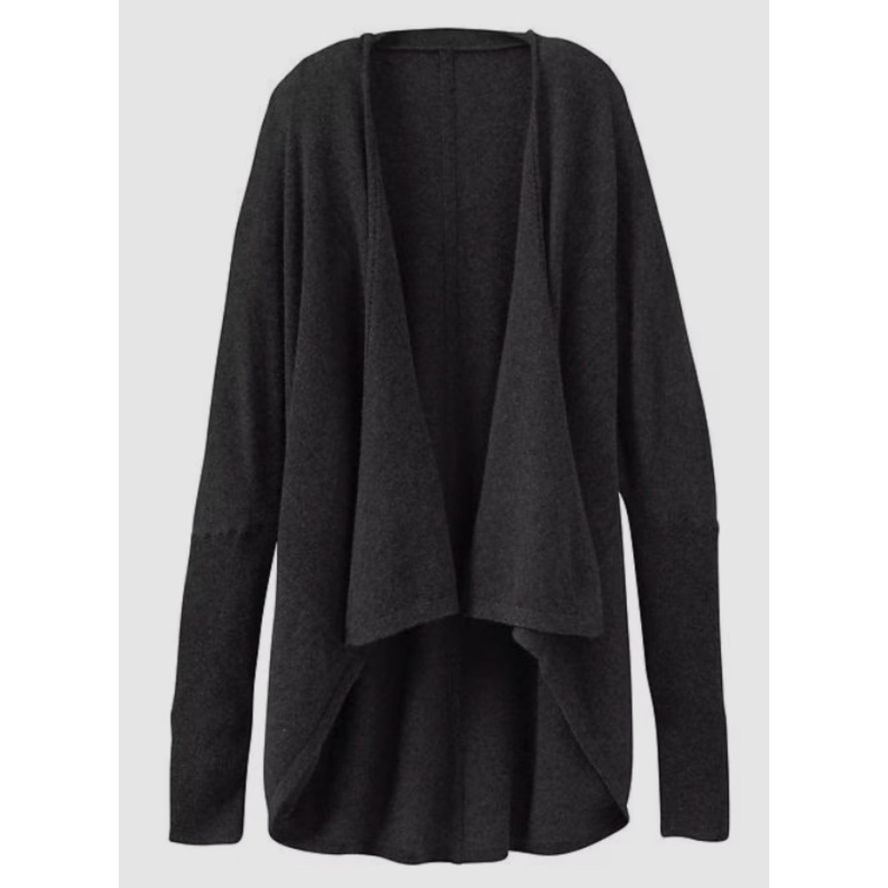Athleta 100% Cashmere Cozy Up Wrap Sweater Gray Open Front Cardigan Small